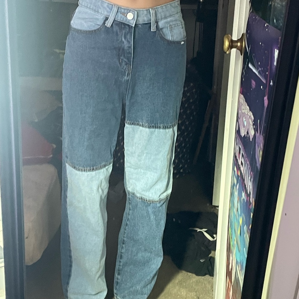 Patch work mom jeans